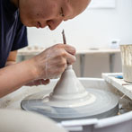 Yuta Segawa working in his studio in London 2019